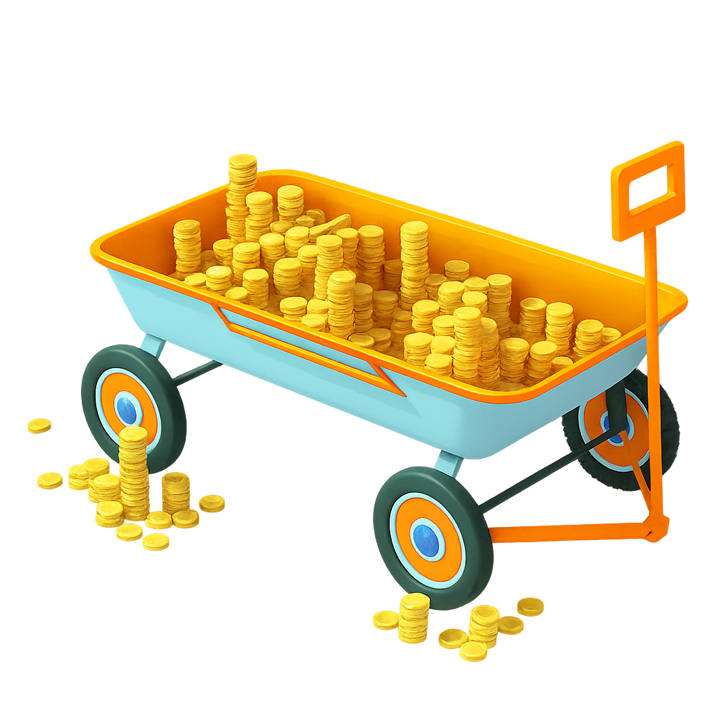 Toy cart filled with gold coins