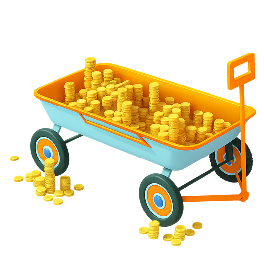 Toy cart filled with gold coins